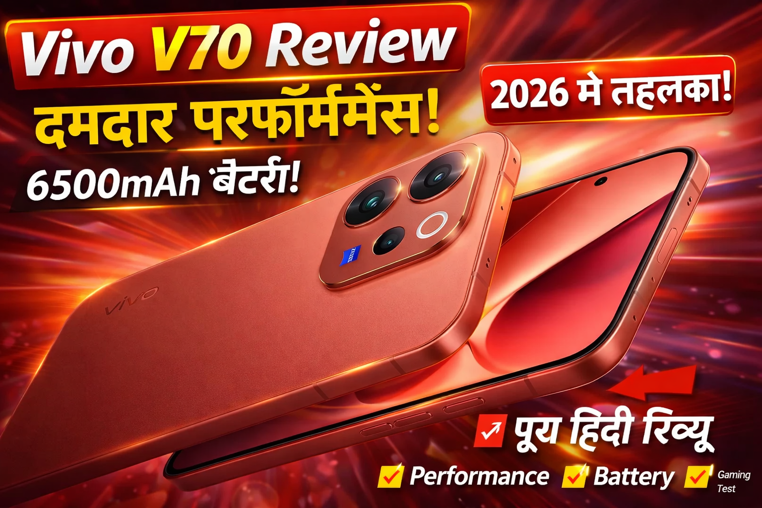 Vivo V70 Review 2026: दमदार परफॉर्मेंस, 6500mAh बैटरी और गेमिंग टेस्ट रिपोर्ट | पूरा हिंदी रिव्यू
